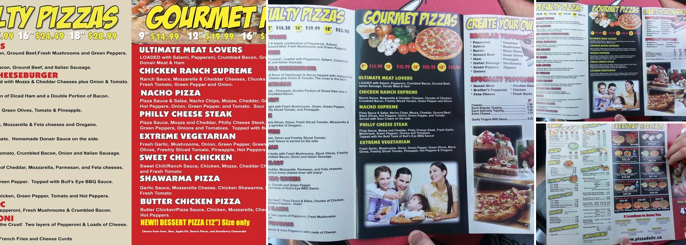 Pizzadelic Menu