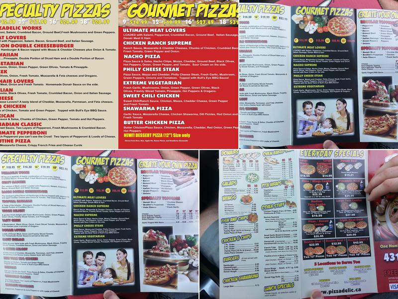 Pizzadelic Menu