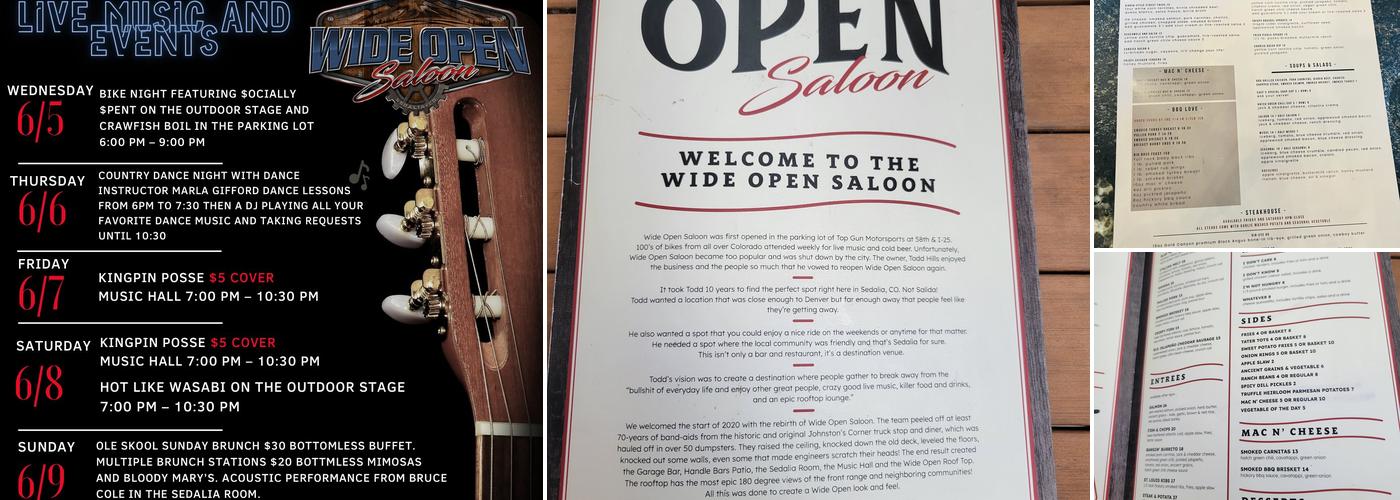Wide Open Saloon Menu