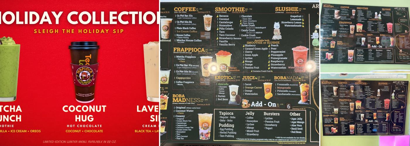 Teapioca Lounge Menu