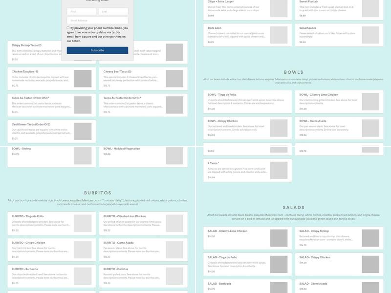 Chicho’s Cocina Menu