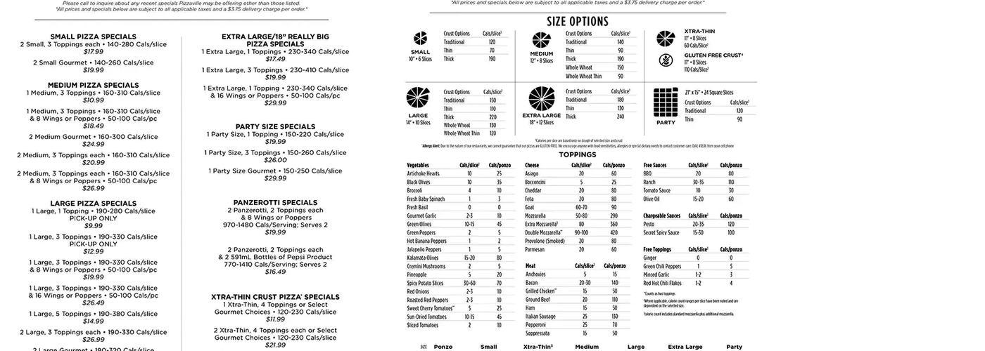 Pizzaville Menu