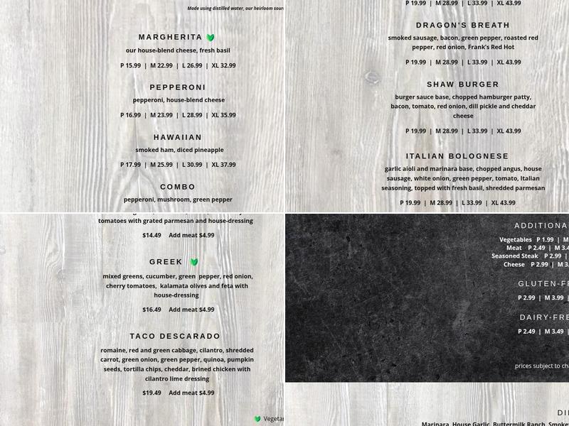 Iron Forge Pizza Menu