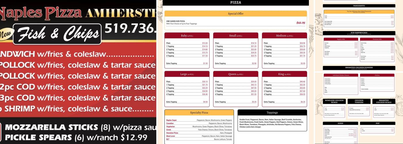 Naples Pizza Menu