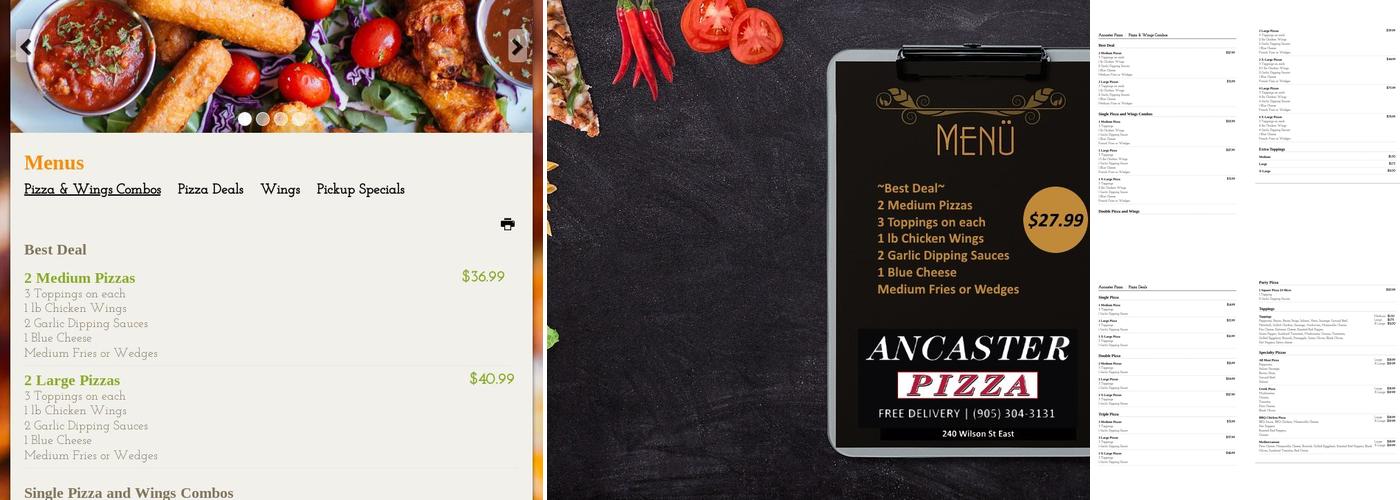 Ancaster Pizza Menu