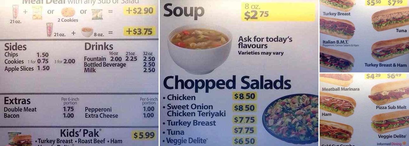 Subway Menu