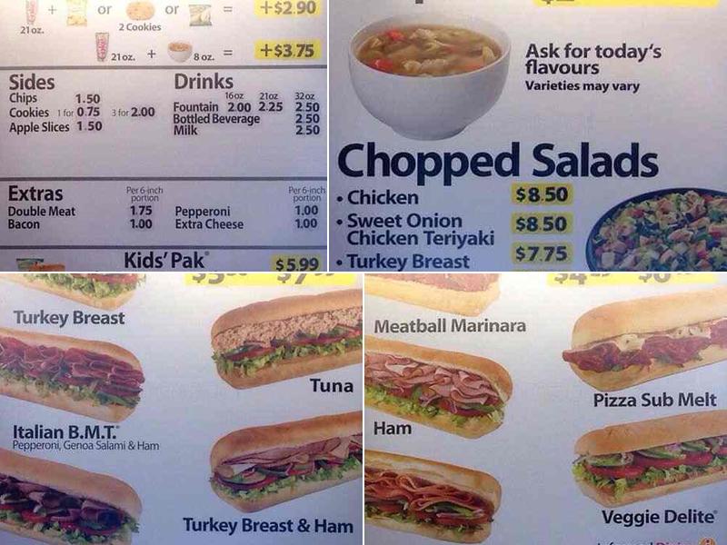 Subway Menu