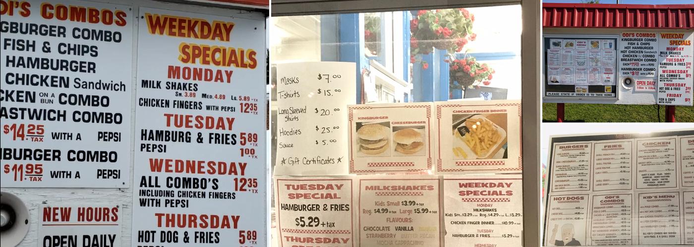 Odi's Kingburger Drive-In Menu