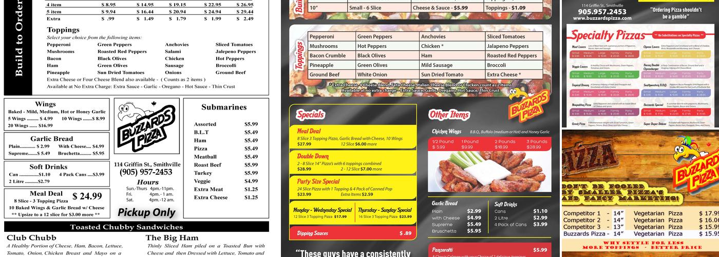 Buzzards Pizza Menu