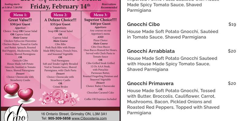 Cibo Restaurant Grimsby Menu