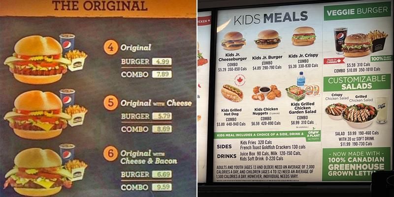 Harvey's Menu