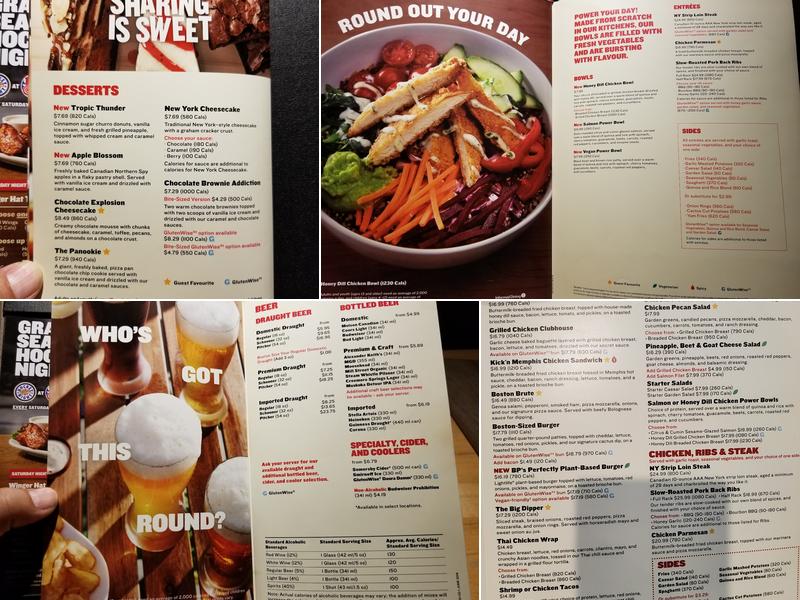 Boston Pizza Menu
