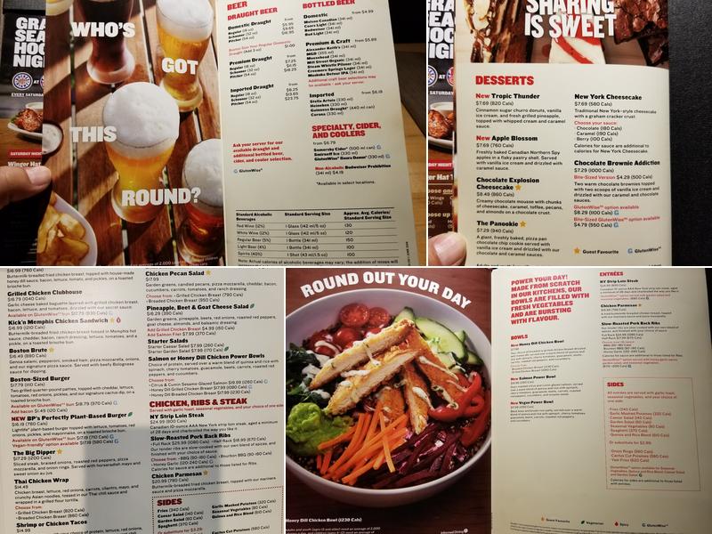 Boston Pizza Menu