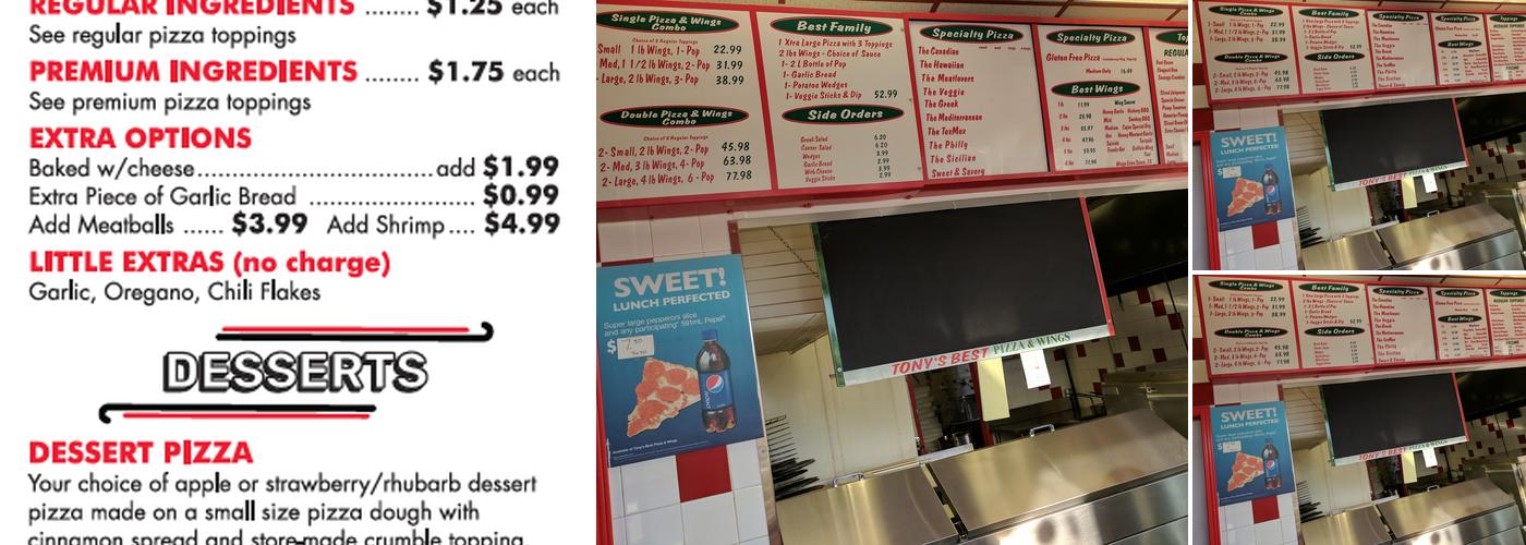 Formerly Tony's Menu