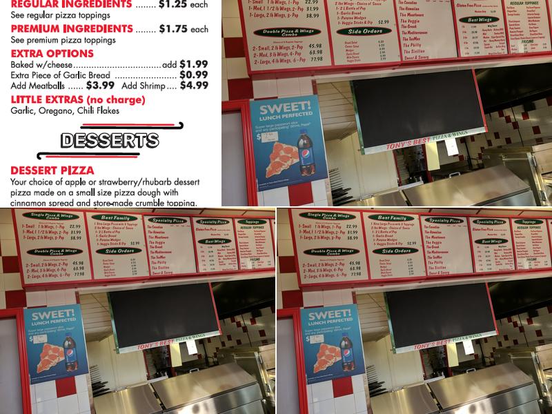 Formerly Tony's Menu