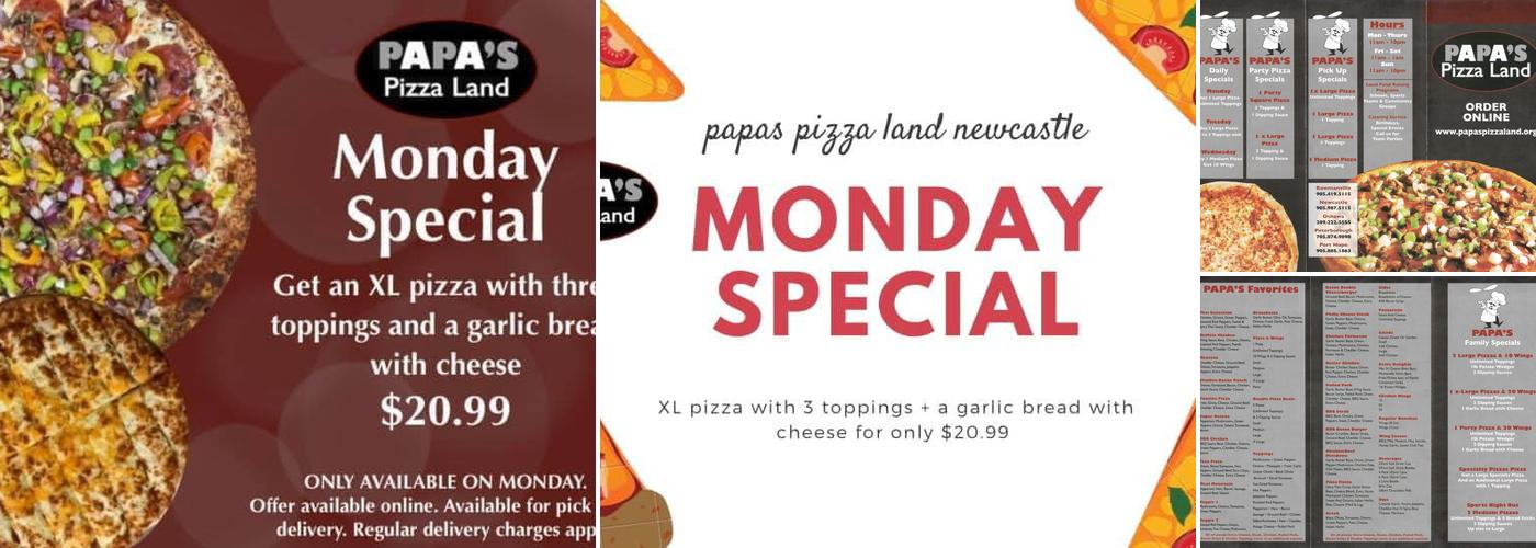 Papa's Pizza Land - Newcastle Menu