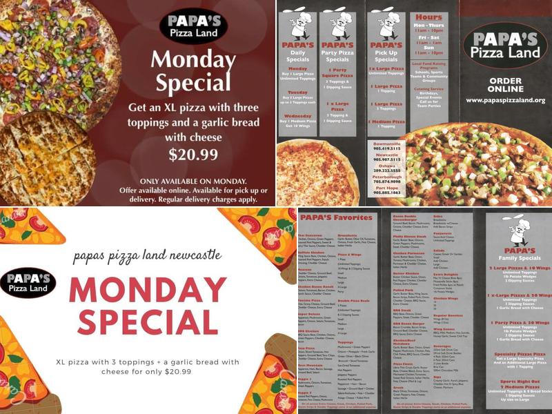 Papa's Pizza Land - Newcastle Menu