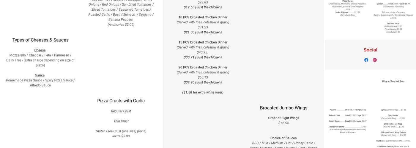 Pizza House Menu