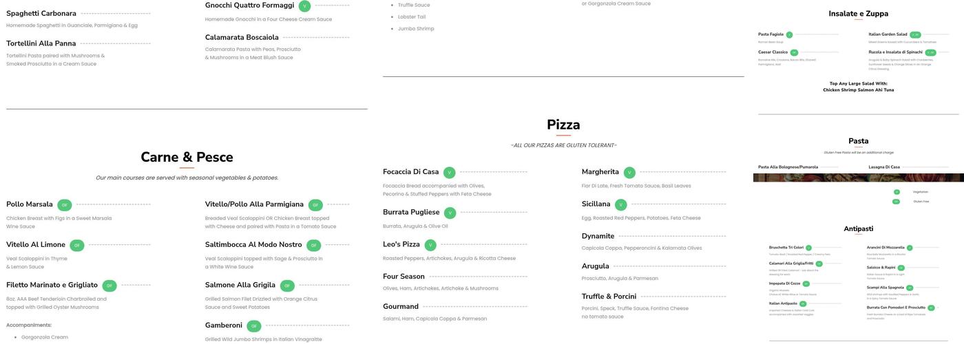 La Rucola Ristorante Menu