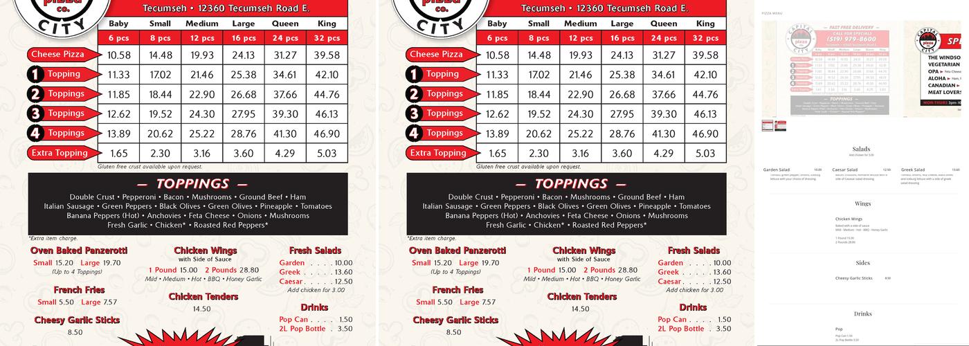 Capital City Pizza Co. Menu