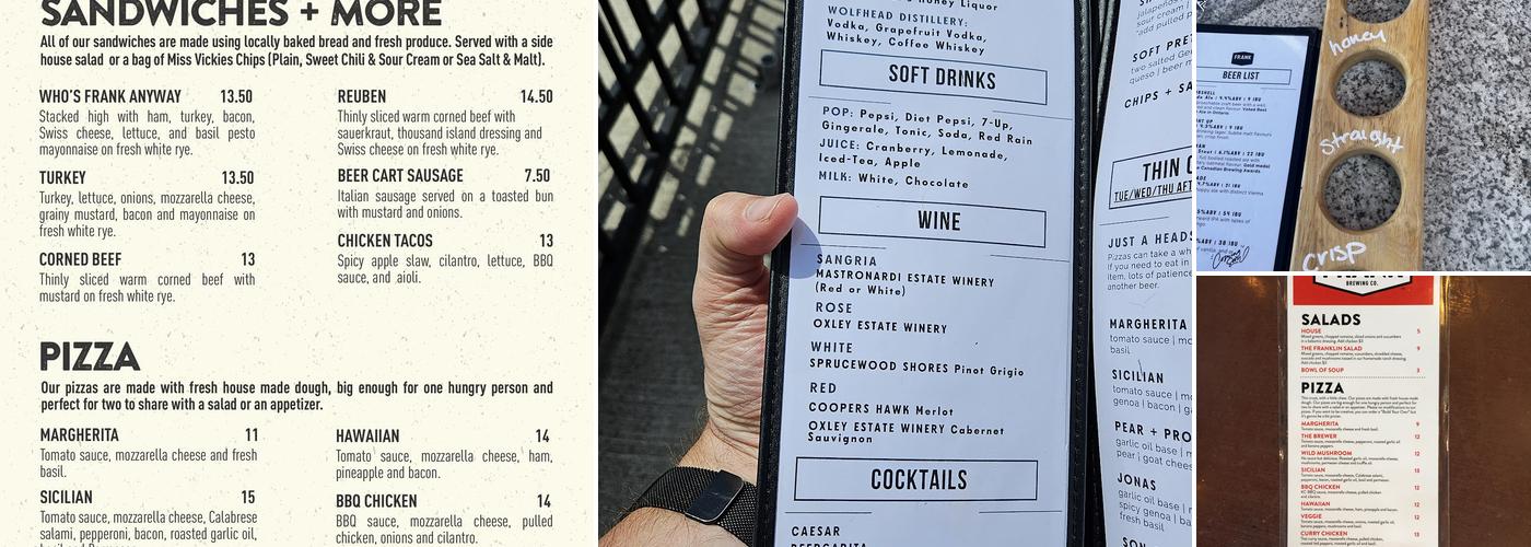 Frank Brewing Co. Menu