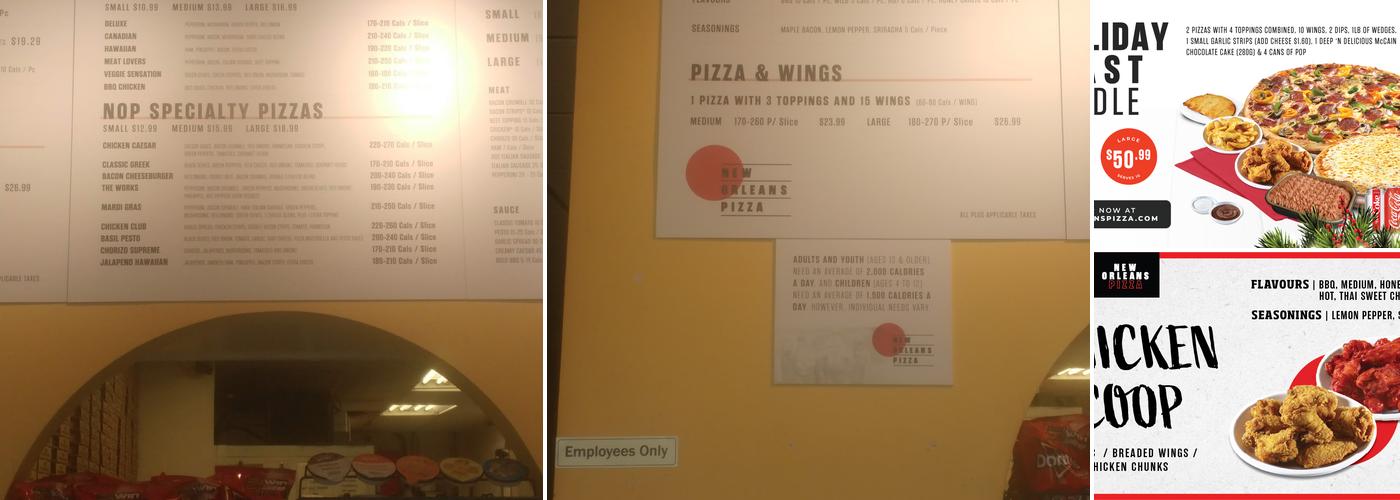 New Orleans Pizza Menu