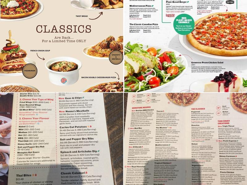 Boston Pizza Menu