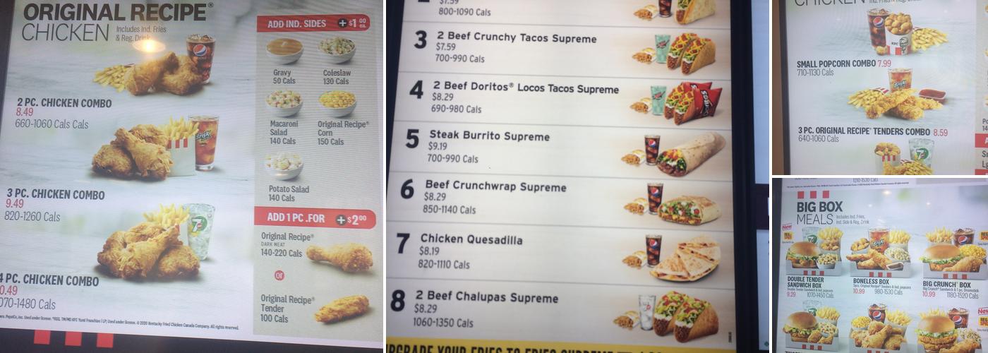 KFC Menu