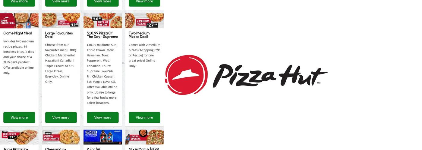 Pizza Hut Menu