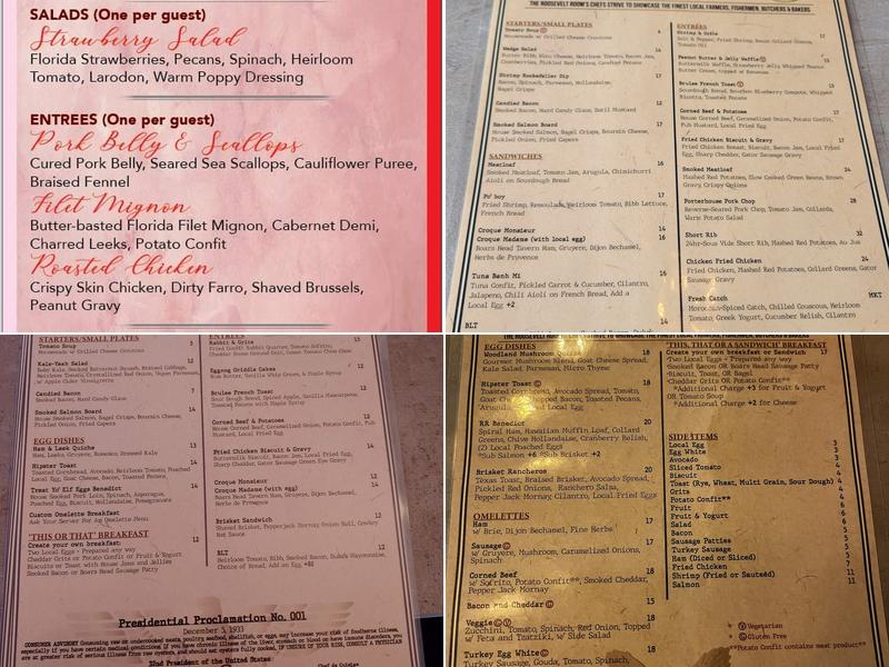 PK’s Roosevelt Room Menu