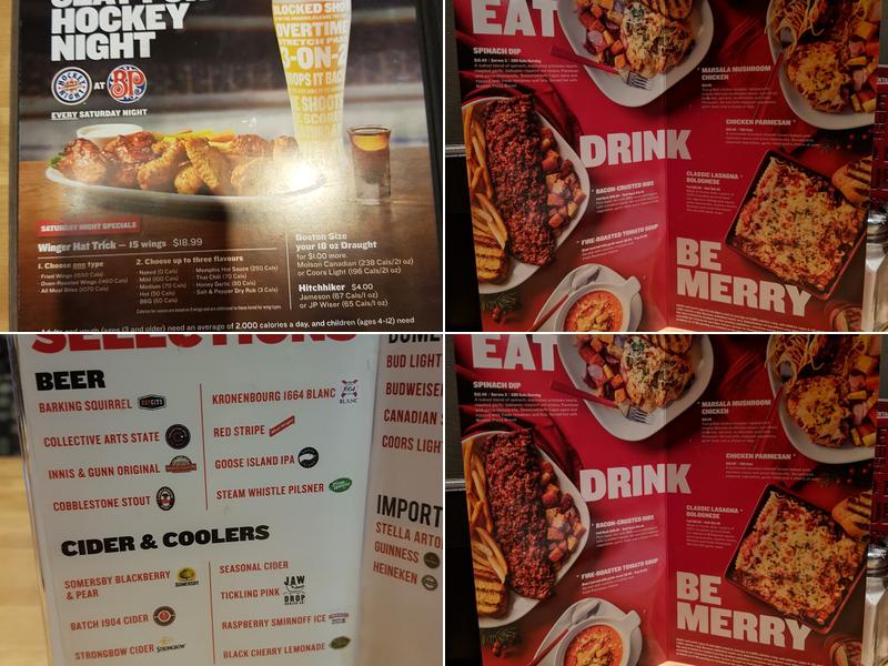 Boston Pizza Menu