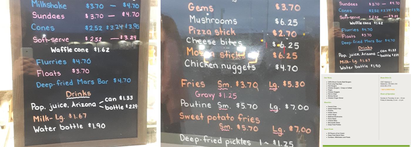 Brant Drive-In Menu