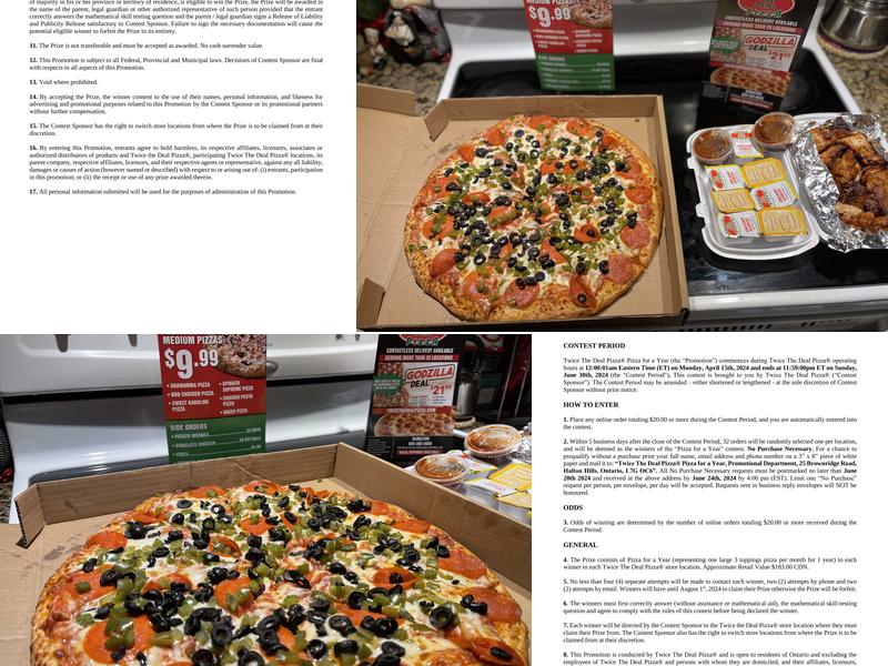 Twice The Deal Pizza Menu