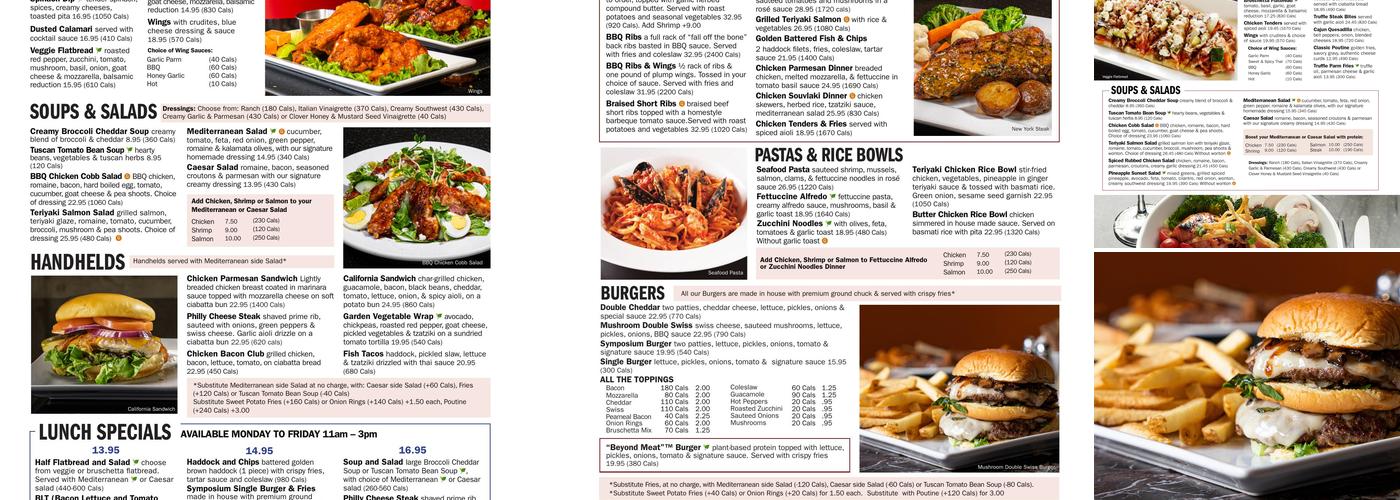 Symposium Cafe Restaurant Ancaster Menu