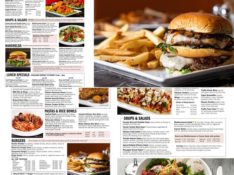 Symposium Cafe Restaurant Ancaster Menu