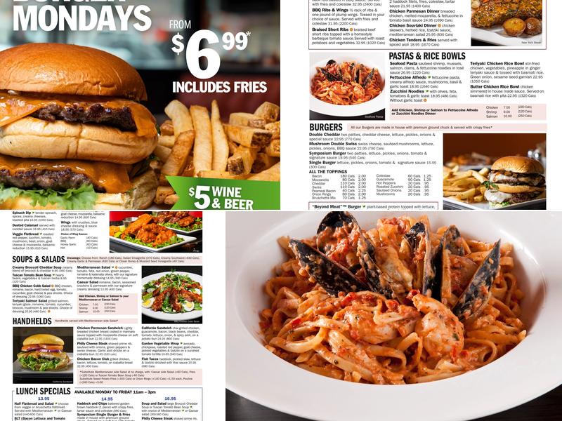 Symposium Cafe Restaurant Stoney Creek Menu