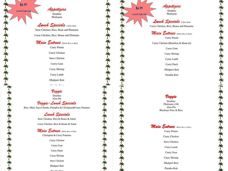 Indrani's Roti Shop Menu