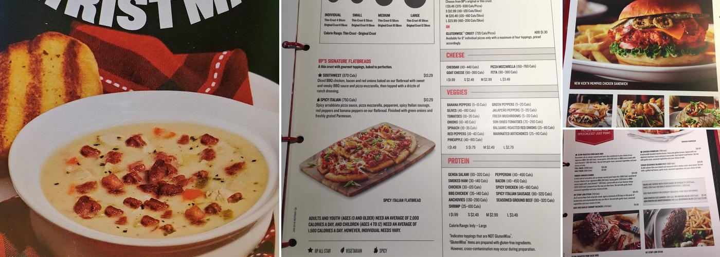 Boston Pizza Menu