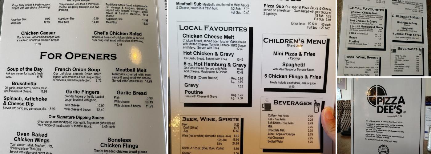 Pizza Dee's Menu