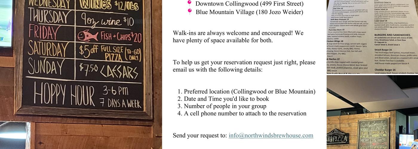 Northwinds Brewhouse & Kitchen Menu