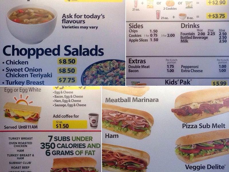 Subway Menu