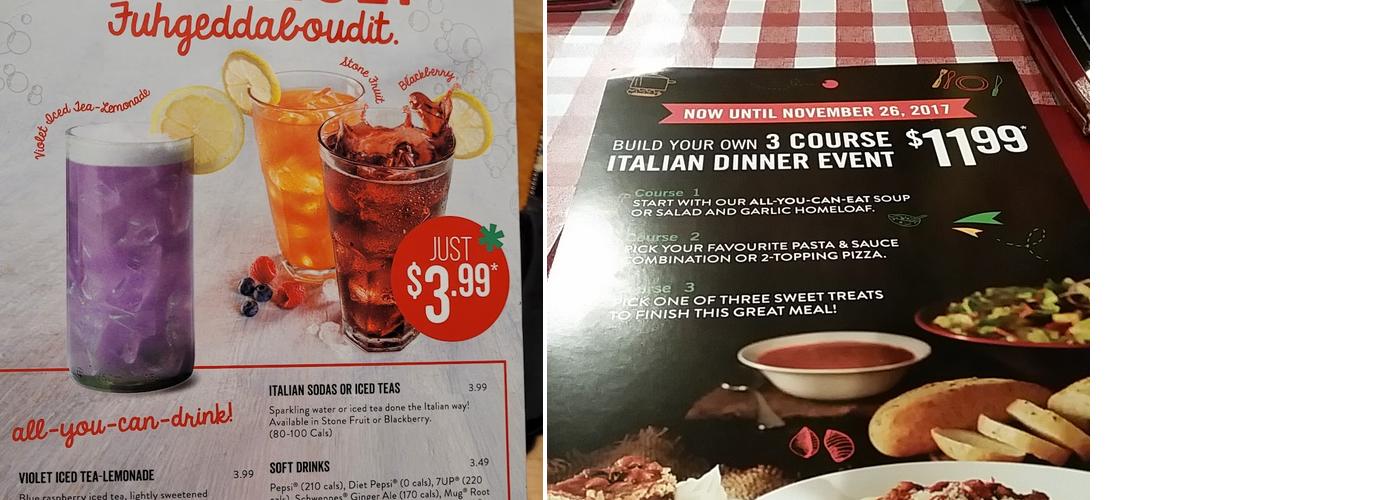 East Side Mario's Menu