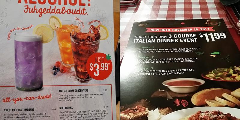 East Side Mario's Menu