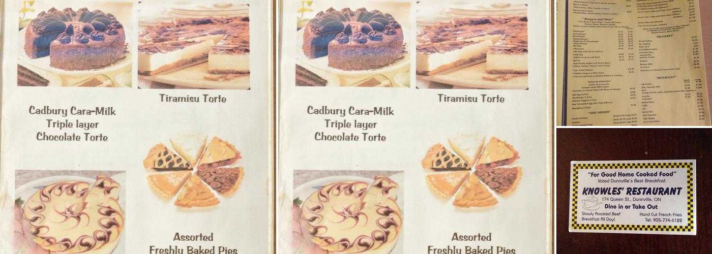 Knowles Restaurant Menu