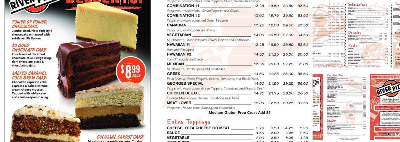River Pizza Menu
