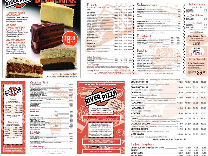River Pizza Menu