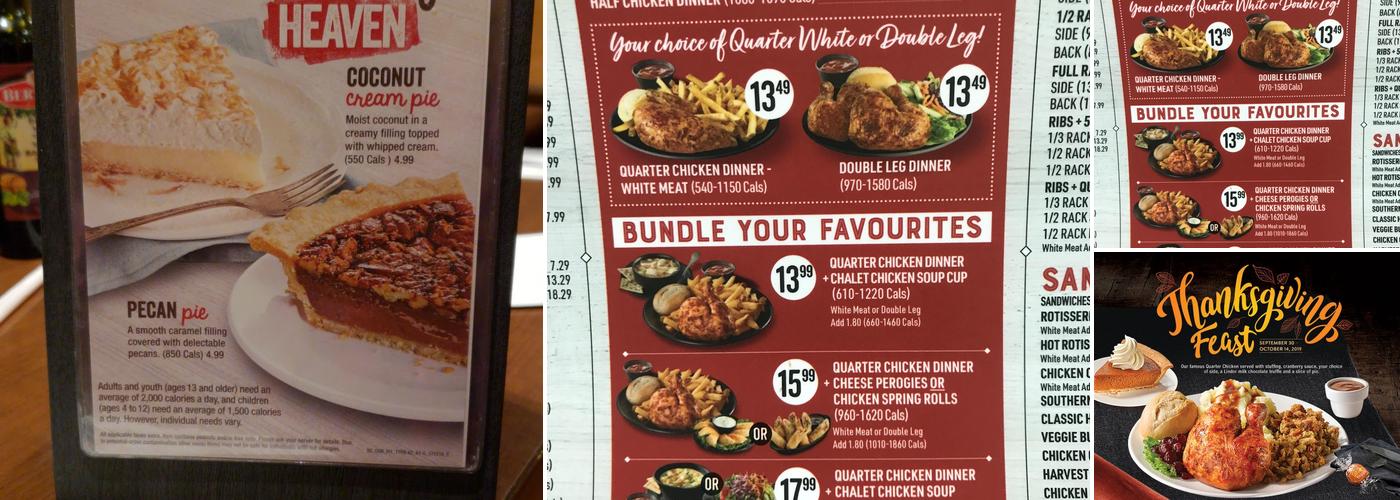 Swiss Chalet Menu