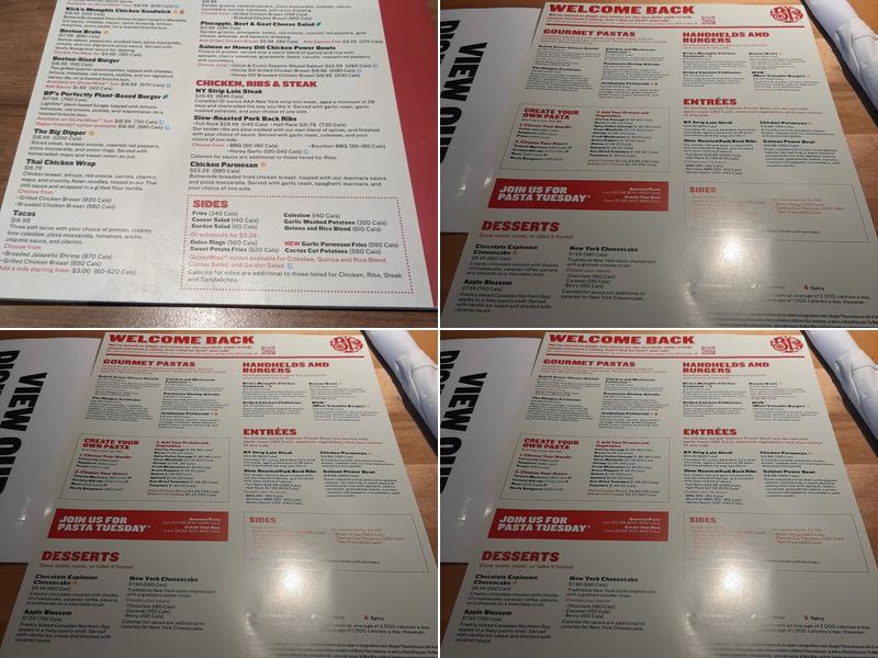 Boston Pizza Menu
