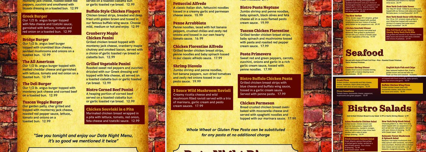 Old Bank Bistro Menu