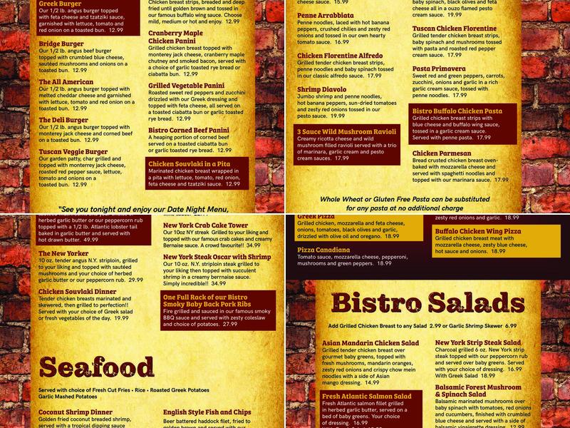 Old Bank Bistro Menu